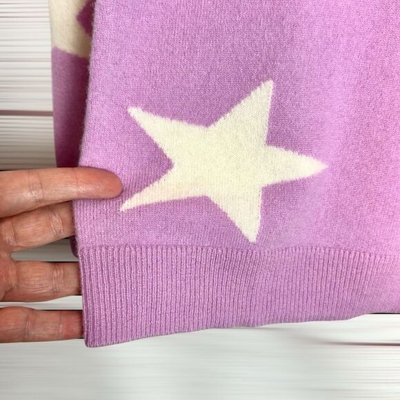 Talbots Cashmere Crewneck Sweater Star Print Lilac Soft Luxury size S Excellent - Picture 6 of 9
